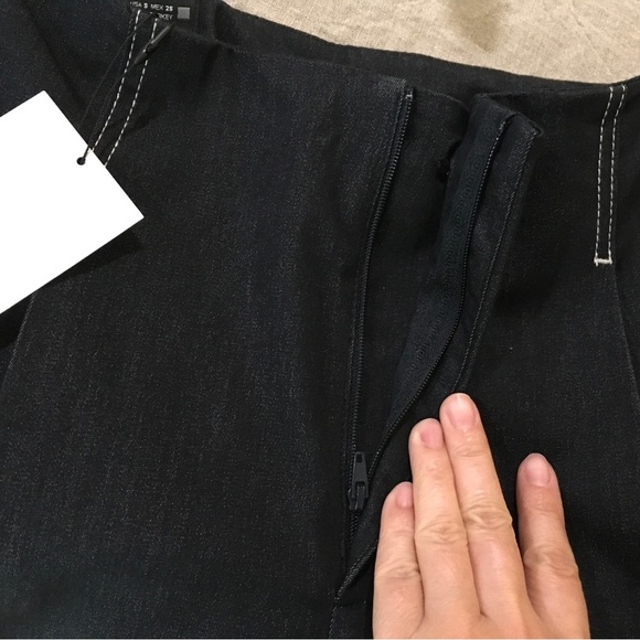 Zara Pants Contrasting Top Stitching Blue Chambray Womens small - Picture 8 of 10